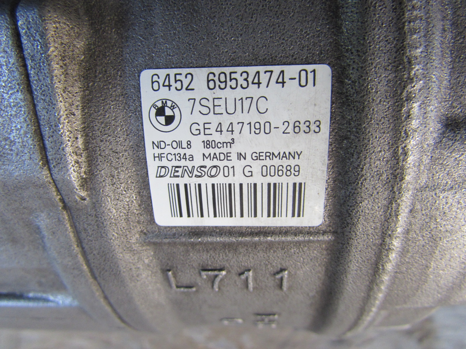 BMW AC Compressor Denso Germany 64526953474 E60 545i 550i E63 E64